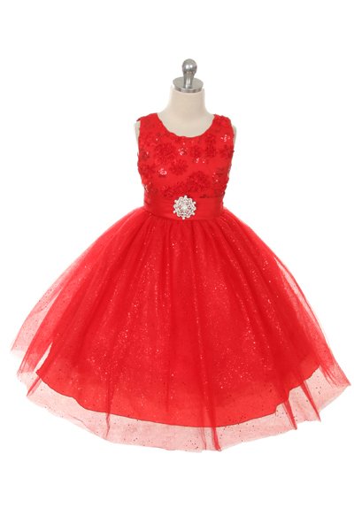 red flower girl dress
