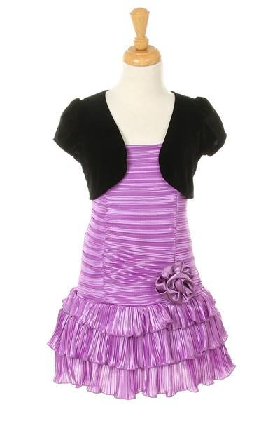 Girls purple dress with black velvet jacket