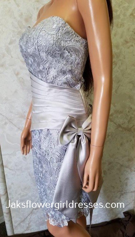 short silver wedding dress