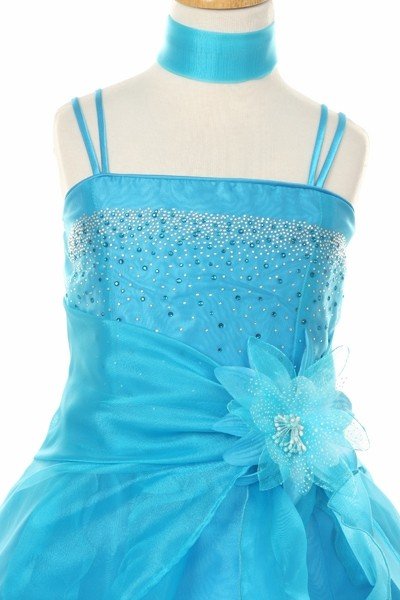 long pickup flower girl dress