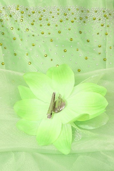 lime childrens organza long ruffle dress