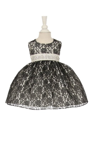 black ivory lace baby dress