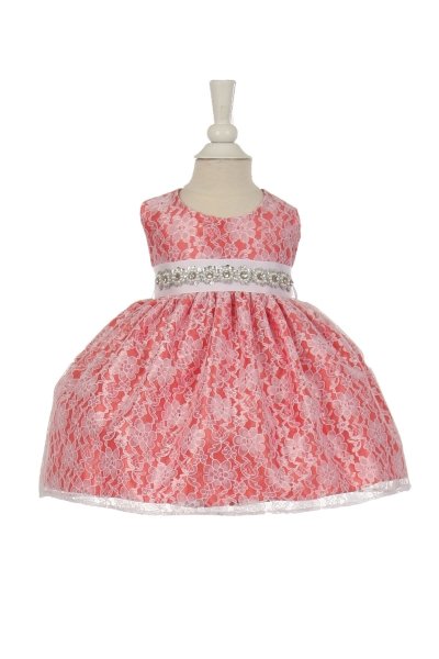 coral baby girl lace dress