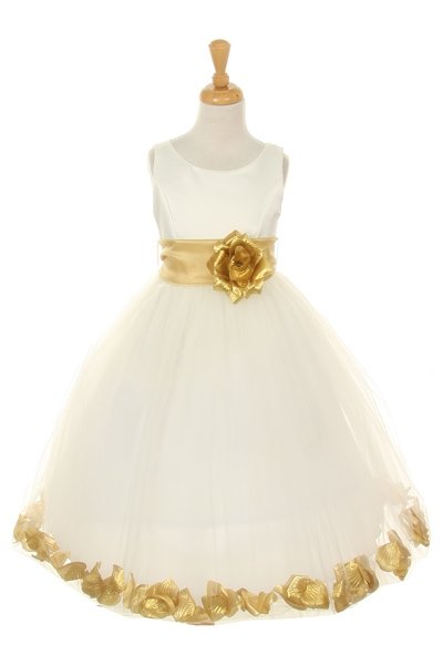gold petal dress flower girl