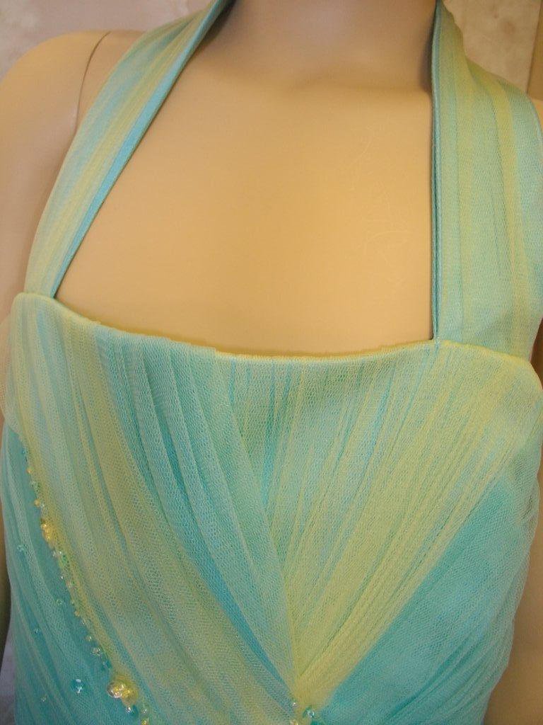 blue green blend girls pageant gown