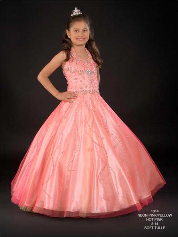 halter full skirt girls pageant gown