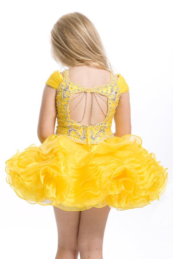 Yellow open back cupcake dress 