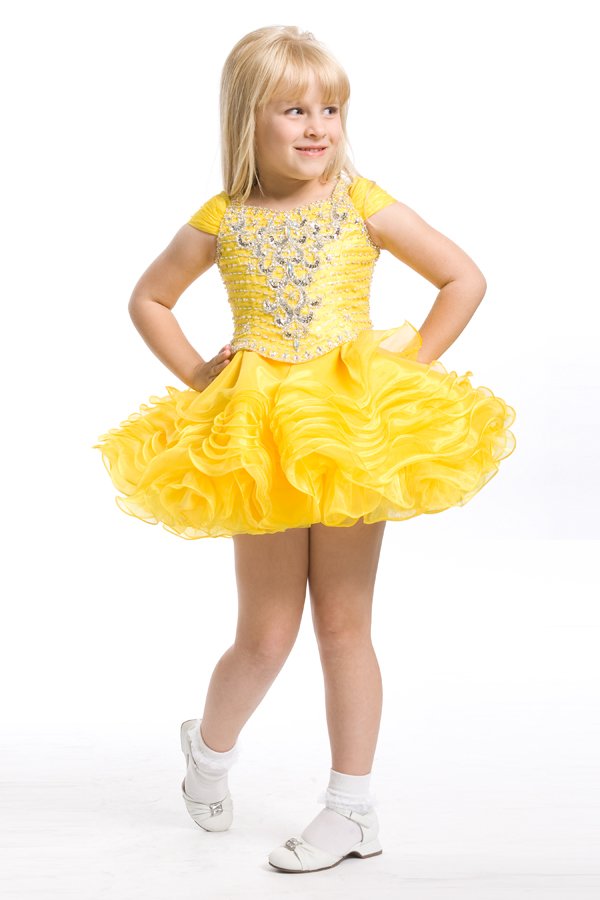 Yellow open back cupcake dress 