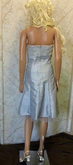 silver lace bodice bridesmaid dress