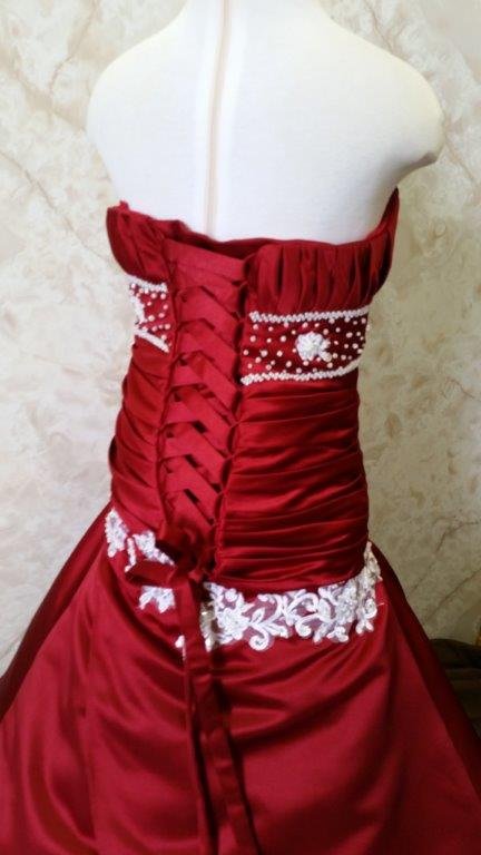 apple red and white flower girl dress