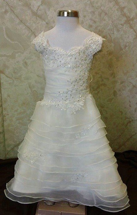 long cap sleeve infant flower girl dress