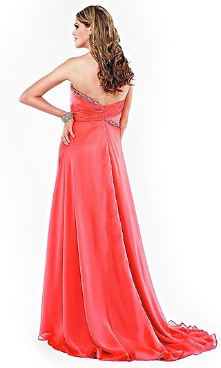 orange chiffon prom dresses