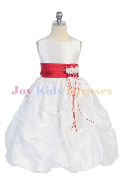 girls white dress with red sash
