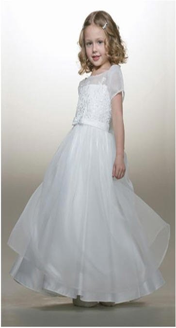 girls dress with short illusion sleeves