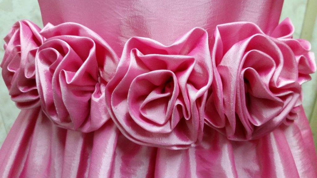 Pink Flower Girl Dress With Rosette Waist