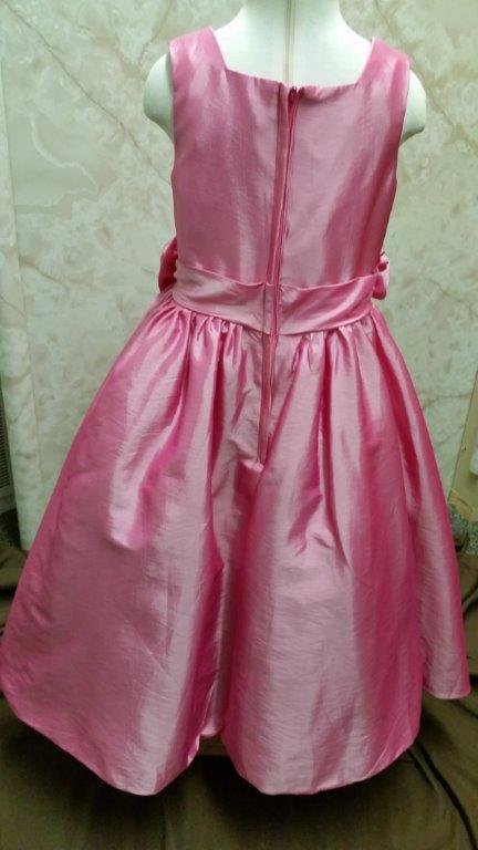 Pink Flower Girl Dress With Rosette Waist