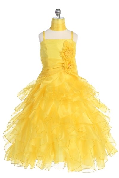 Yellow flower girl dresses