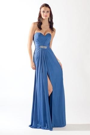 blue sweetheart strapless dress
