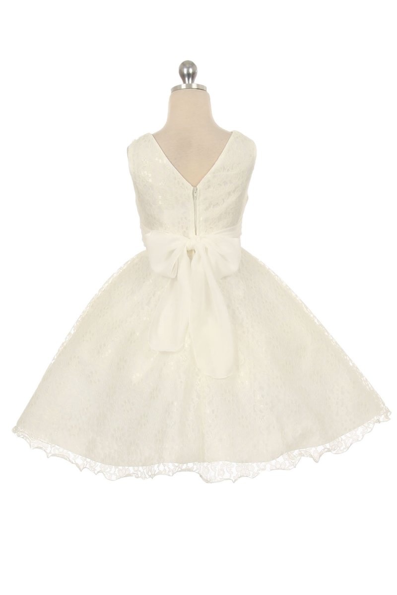 white lace dress with bow back