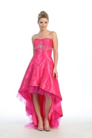 lime Strapless hi low party dress