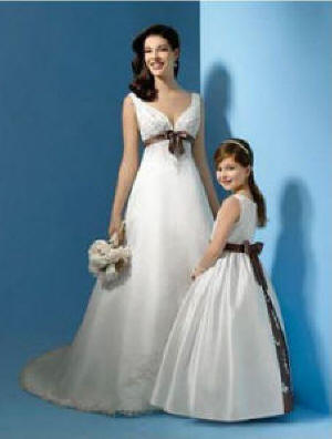 bride and matching miniature bride wedding gowns