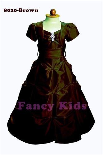 brown flower girl pickup dresses with jacket