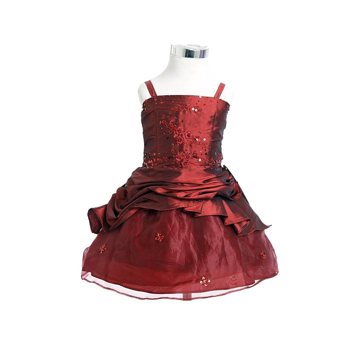 burgundy high low baby dress