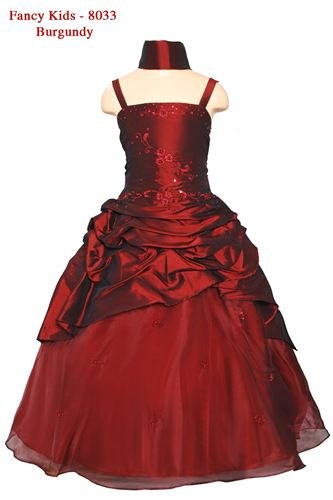 burgundy pickup flower girl dress