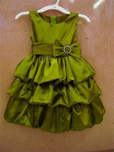 green Christmas dress with triple bubble skirt