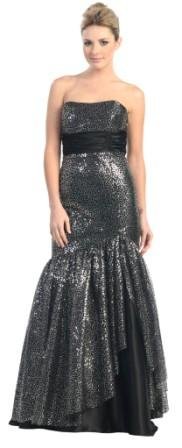 black Long strapless sequin mermaid prom dress