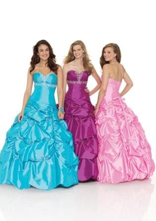 Ladies and teens fit and flare gown with pick ups