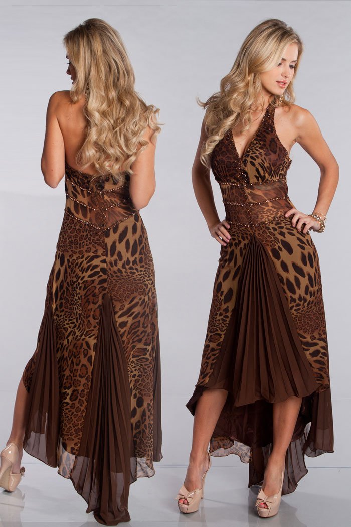 hi low leopard dresses