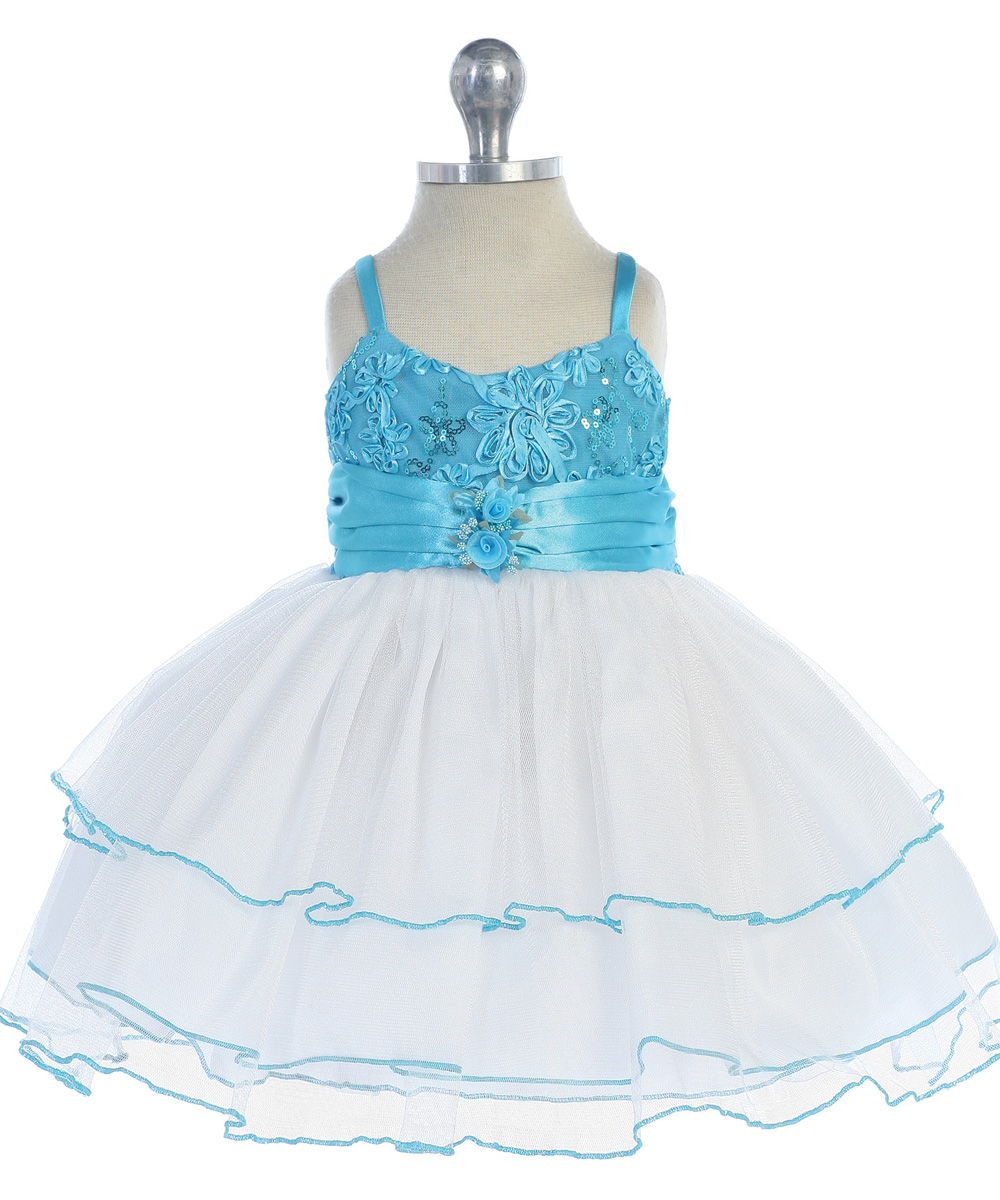 Sequin and tulle baby dress clearance sale.  Easter dresses for babies and toddlers in Turquoise/White.