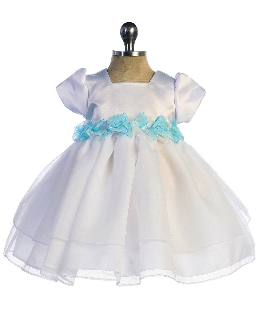 white and blue infant dress