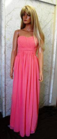 Chiffon Strapless Coral Sweetheart Bridesmaid Dress