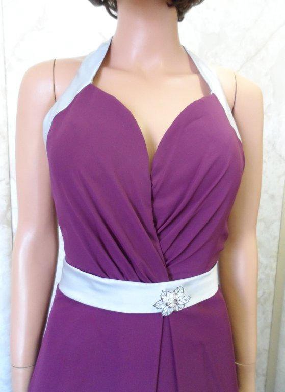 raspberry and silver bridesmaid dress