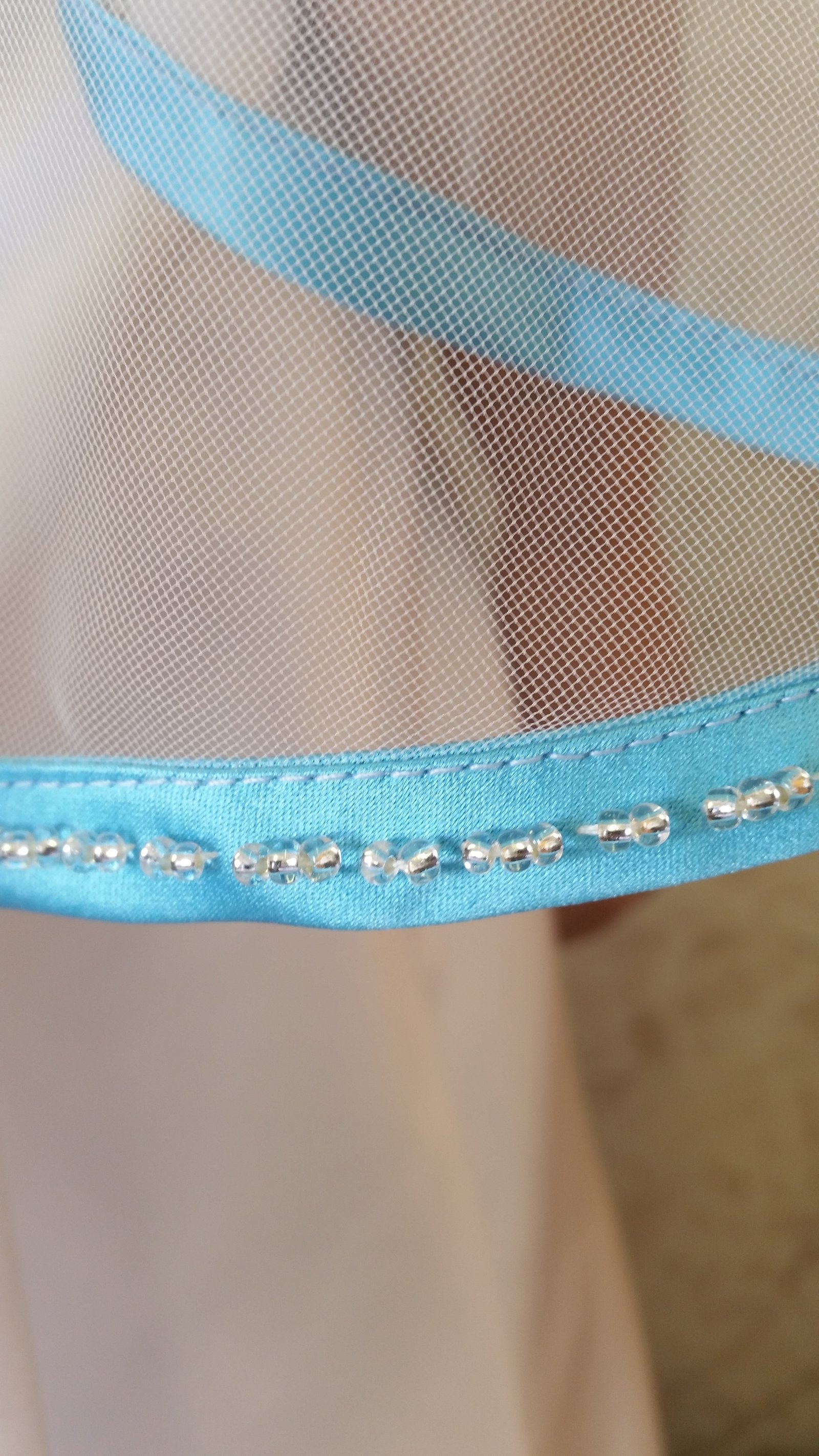 ivory and pool blue veil