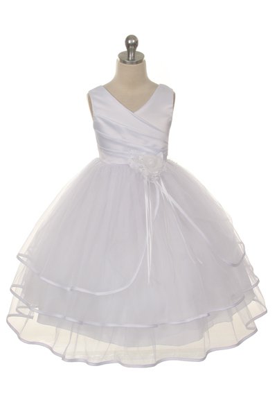 white tiered flower girl dresses
