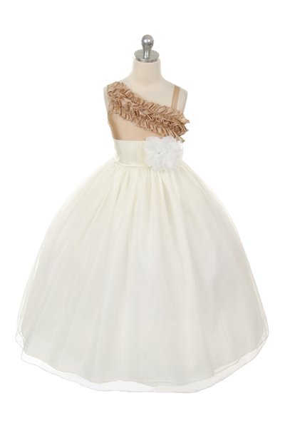 Girls ruffle sleeve flower girl dresses