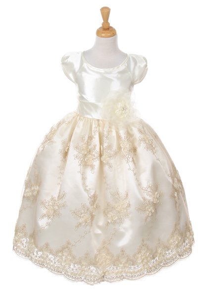 girls ivory short sleeve dress