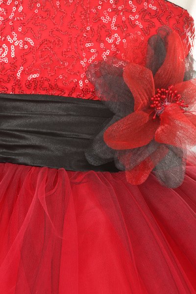 red and black sequin kids dress
