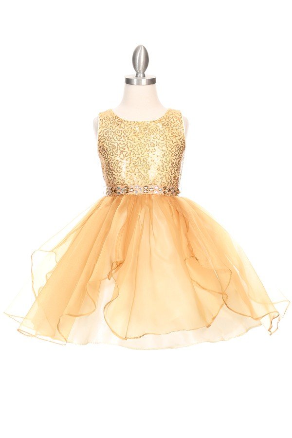 short gold girls dresses