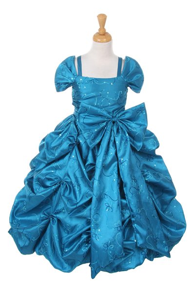 teal girls pageant off shoulder dress
