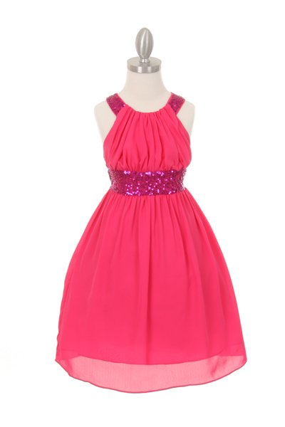fuschia girls fancy sequins dress