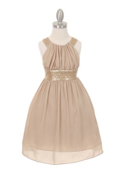 champagne girls fancy sequins dress