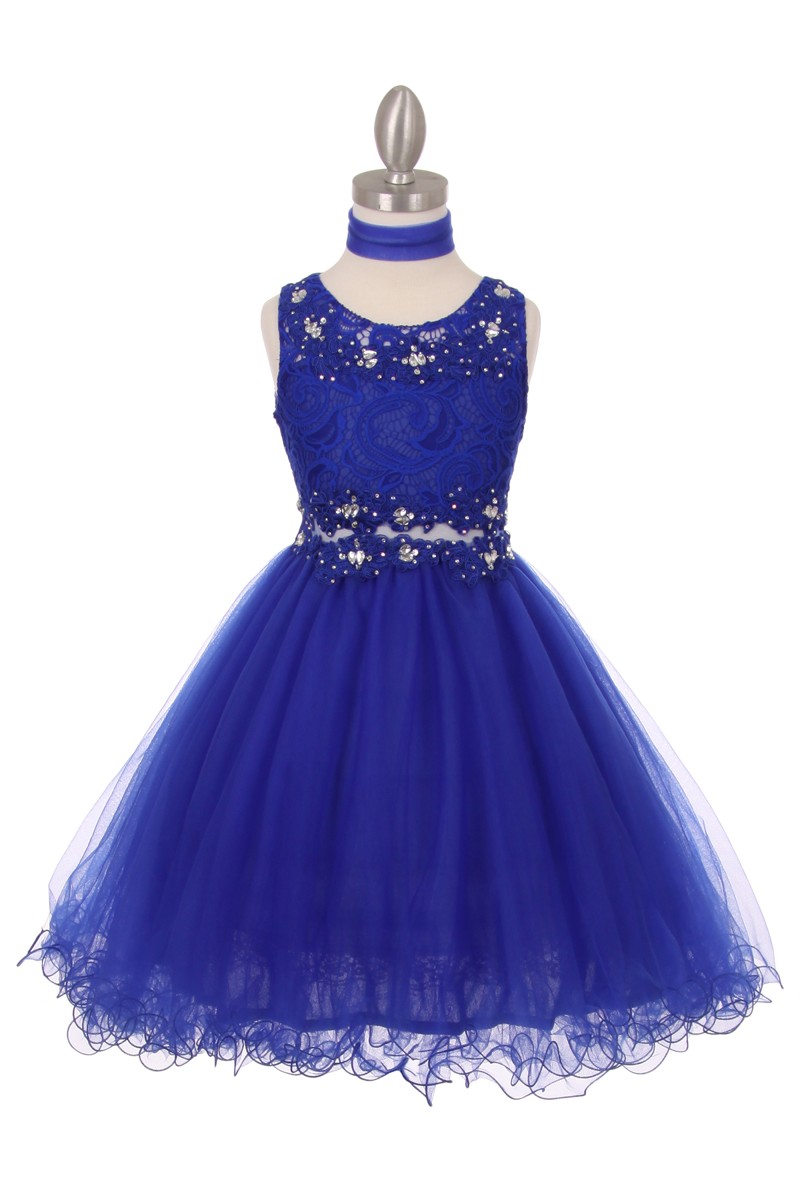 blue lace girls dress