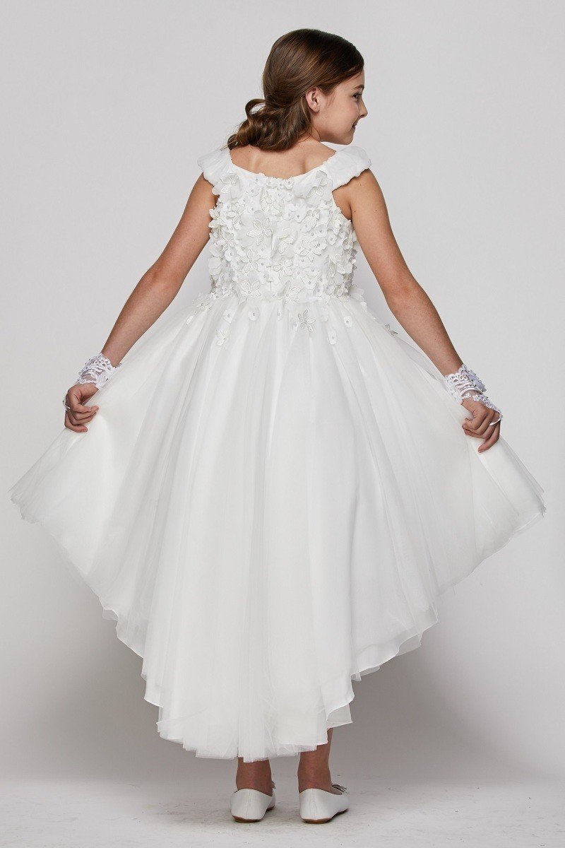 flower girl with high low train