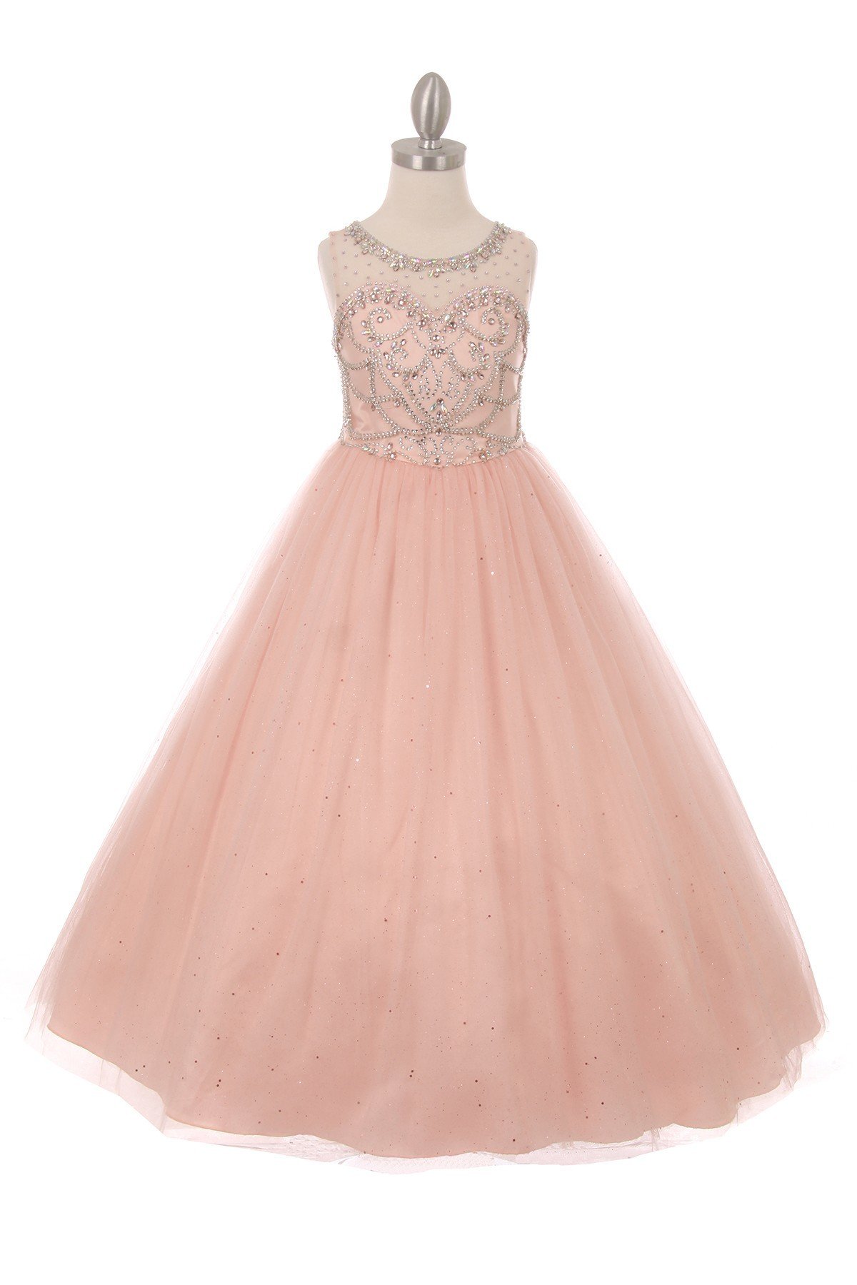 long blush girls pageant dresses
