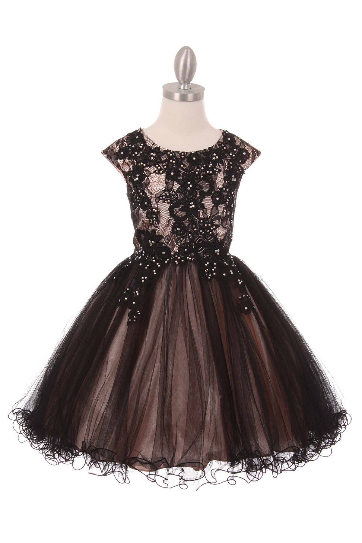 blush/black Pageant Birthday Party Dress