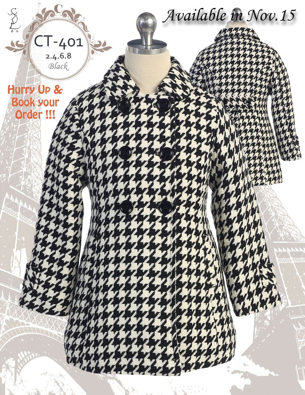 Little girls Houndstooth Coat/jacket